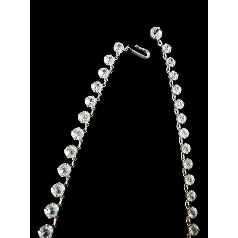 Clear Crystal Rhinestone Necklace open back Riviere style Vintage - Picture 5 of 10